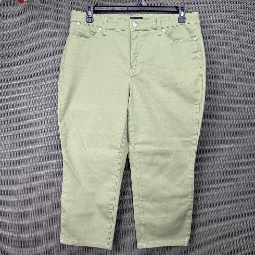 Talbots Slim Ankle Jean Curvy Olive Green Size 14P Women's Stretch Cotton Blend